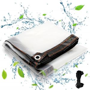 ChenQuanSarl-5X3M Bâche Imperméable Transparente Avec ?illets, Bâche Imperméable Pour Balcon De Jardin, Pliable, Résistante À La Poussière Et Au Vent, Convient Tonnelle, Serre, Balcon, Plantes - Neuf