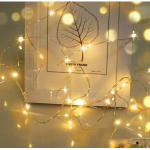 CHENG-Guirlande lumineuse à piles AA, 3 m 30 LED Fil Micro Guirlande lumineuse Décoration pour fête, jardin, Noël, Halloween, mariage(blanc chaud) - Neuf
