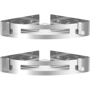 JEXNOVASHOP-tag&egrave;res de douche en acier inoxydable, &eacute;tag&egrave;res de placement triangulaires, secteurs, accessoires de salle de bains, convient pour la cuisine, salle de bains, set de 2(Blanc argent&eacute;) - Neuf