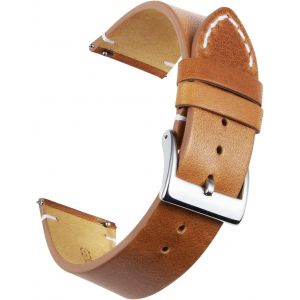 Bin Bracelets De Montres En Cuir V&eacute;ritable Remplacement Bracelet Montre &Agrave; D&eacute;gagement Rapide Pour Hommes Femmes 12mm 14mm 16mm 18mm 20mm 22mm 24mm Noir/Marron/Marron Clair/Orange - Neuf