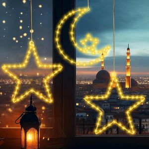 Guirlande Rideau Lumineuse De No&euml;l,3 Pcs &Eacute;toiles Rideau Lumineux Led Guirlande Lumineuse Fen&ecirc;tre 8 Mode Led Rideau Lumineux No&euml;l D&eacute;coration Lumineuse Int&eacute;rieure Et Ext&eacute;rieure - Neuf