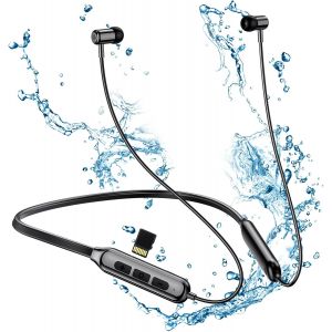 KAL-Casque Sans Fil Bluetooth 5.0 Avec Fente Pour Carte Tf, Écouteurs De Sport Ipx5 Pour La Course À Pied, Écouteurs Intra-Auriculaires Magnétiques Légers Avec 25 Heures De Lecture, Noir - Neuf