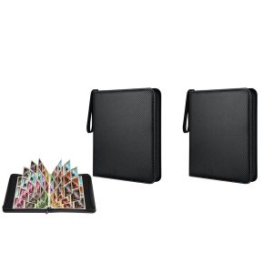Lot de 2 albums &agrave; 9 pochettes pour cartes &agrave; collectionner, rangement pour jeux de cartes, &eacute;tui en cuir PU - Neuf