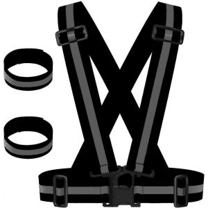 Meimie-Gilet De Sécurité Pour Vélo - Gilet Réfléchissant Noir Pour Femme, Homme Et Enfant Et 2 Bandes Réfléchissantes Réglables - Gilet De Sécurité Haute Visibilité Et Gilet Réfléchissant Pour La - Neuf
