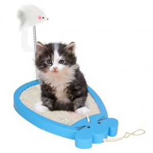 Hjlian Jouet Interactif Pour Chat, Chaton, Cloche En Plastique, Planche A Gratter Suspendue (Bleu) - Neuf