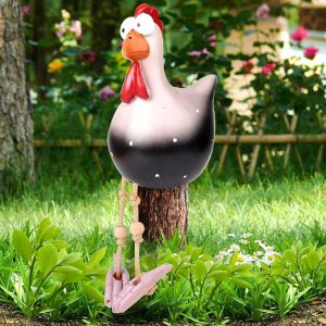 KALANKA-Décoration de jardin en forme de poulet amusante - Statues de coq en résine - Décoration de Noël - Pour l'extérieur - Cour, pelouse - Noir - Neuf