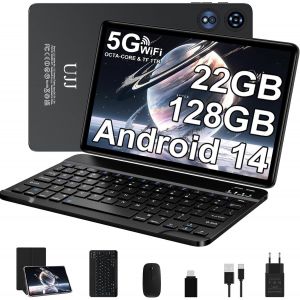 CHECARZHN--NO1-Tablette10 Pouces Android 14 Tablettes Tactile 22Goram+128Gorom(Tf 1To),5G+2.4G Wifi 6,Octa-Core,2.0Ghz,Widevine L1,Gms,Bt5.0,Autonomie Extra-Longue,5+8Mp,Clavier+Souris Et Cas(2 Ans De Gara - Neuf