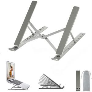 KALANKA-Support Ordinateur Portable, Support PC Portable Ventilé en Aluminium Réglable, Refroidisseur Ergonomique Compatible avec MacBook Air, HP, Dell, 10-17.3`` (Gris) - Neuf