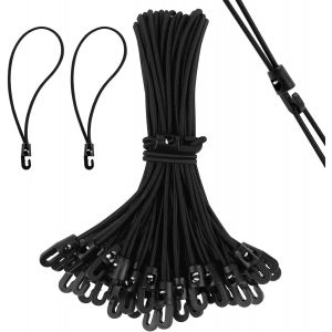 CHECARZHN--NO1-25 Pièces Tendeurs Elastique Avec Crochets, 25Cm Tendeurs De Bâche Noir Tendeurs En Caoutchouc Sandow Elastique Corde Élastique Avec Crochets Pour Camping Bâches Tentes Affiches Bannières - Neuf