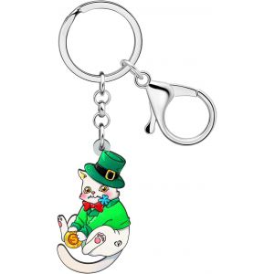 Kal-Porte-Cl&eacute;s En Acrylique Animal Mignon Et Tr&egrave;fle Saint-Patrick Cadeaux Pour Femmes Filles Bijoux De Fortune Pour La F&ecirc;te Irlandaise - Neuf