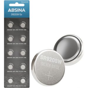 TYE-10x Pile SR920SW pour Montre 1,55V oxyde d'argent - Pile 371 Montre étanche et Longue durée - Batterie SR920SW / LR921 / 371/370 / LR69 / AG6 - Neuf