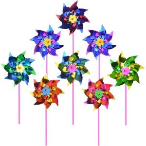 Mevronisshop-Lot De 100 Moulins &Agrave; Vent En Plastique Arc-En-Ciel Pour F&ecirc;te, Bricolage, Jardin, Pelouse, F&ecirc;te, D&eacute;coration, Sculptures De Jardin - Neuf