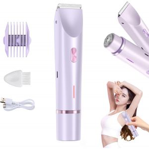 Oayew-Rasoir Intime Pour Femme, 2 En 1, Double T&ecirc;te, &Eacute;lectrique, Pour La Zone Intime, Rechargeable Par Usb, Ipx7, &Eacute;tanche Pour Femme, Rasoir Intime Pour Le Visage, Le Corps, Le Bikini - Neuf