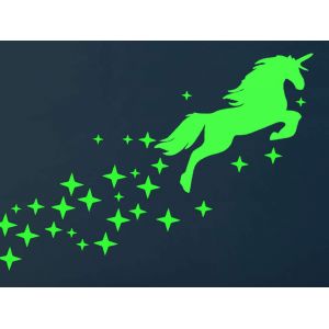 Stickers muraux lumineux - Animaux de dessin anim&eacute; et licorne &eacute;toile - Lot de 2 - Neuf