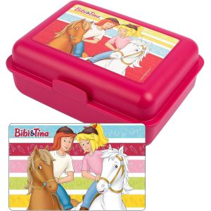 KAL-Bibi & Tina - Boîte À Déjeuner Avec Cloison - 17,5 X 12,8 X 6,9 Cm - Rouge - Motif Chevaux - Passe Au Lave-Vaisselle - Neuf