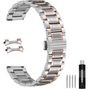 Kal-Quick Release Metal Chain Butterfly Clasp Bracelets 18 Mm 19 Mm 20 Mm 21 Mm 22 Mm 24 Mm Bracelet En Acier Inoxydable De Rechange - Neuf