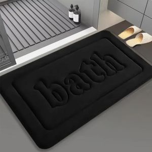 Tapis Absorbant En Flanelle Gaufrée Pour Salle De Bain,Salle De Douche,Tapis De Sol Antidérapant,Éponge Épaisse,Tapis De Pied De Toilette,Tapis De Porte De Chambre À Couche - Type Black-400mmx600mm - Neuf