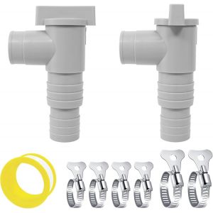 Lot de 2 robinets d'arrêt pour piscines 32 mm avec 6 colliers de serrage,raccord de tuyau d'arrêt (compatible 32 mm/38 mm),accessoires d'entretien de piscine pour système de filtration et - Neuf