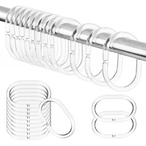 TIANYI-Lot de 24 Anneaux Accroche Rideau de Douche en Plastique en Forme de C Antirouille pour Salle de Bain - Neuf