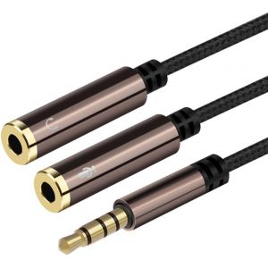 Headphone And Microphone Adapter,Headphone/Microphone Splitter 3.5mm Aux Plug To Dual Jack,Stereo Audio Y Splitter Extension Cable For Pc,Smartphone,Headset,Speaker - Neuf