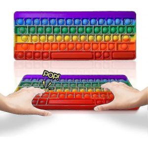Push Toy Pop Bubble Fidget Jouets sensoriels Push It Pop Fidget Toys Rainbow Keyboard Shape, Pop Silicone Toy Anxiety Stress Reliever Relief Autism Learnin - Neuf