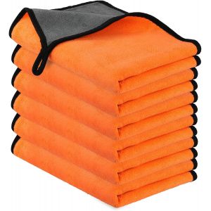 LORANKA-400gsm Chiffons Microfibre de Nettoyage, 40x60cm 6pcs Chiffons de Nettoyage Extra &eacute;pais en Microfibre Super Absorbant pour Lavage de Voiture, S&eacute;chage, Chiffons de Polissage&iquest;Orange&iquest; - Neuf