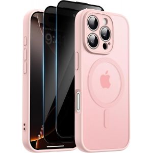 Helssitot Magnetic Case Compatible with iPhone 16 Pro, Compatible with MagSafe, with 2 Privacy Screen Protector, Non-Yellowing, Hard PC - Neuf