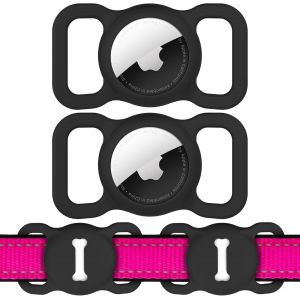 Loc-Lot De 2 Supports De Collier Pour Chien Pour Airtag,&Eacute;tui Gps En Silicone Anti-Perte Pour Animal De Compagnie,Pendentif &Eacute;tanche Et L&eacute;ger,Taille Compacte,&Eacute;tui De Protection Gps,Accessoires De Suivi - Neuf