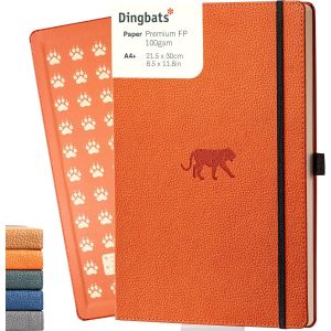 Dingbats* - Faune Carnet De Notes A4 Extra-Large Pointill&eacute; - Couverture Rigide, Journal En Cuir Pu - Fermeture &Eacute;lastique, Porte-Stylo, Marque-Page - Neuf