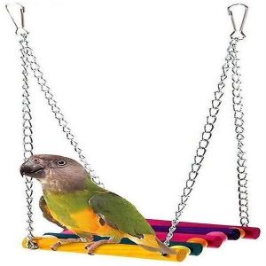 Balan&ccedil;oire En Bois Color&eacute;e Pour Perroquets, Perruches, Calopsittes Et Ins&eacute;parables &iquest; Accessoire D'escalade Et De Jeu Amusant Pour Cages &Agrave; Oiseaux - Neuf