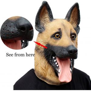 Masques de t&ecirc;te d'animaux en latex pour f&ecirc;te costum&eacute;e d'Halloween, berger allemand - Neuf