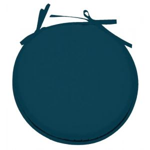 Galette De Chaise - Pop Color - Ronde - 40 Cm - Bleu Canard - Non D&eacute;houssable - Neuf