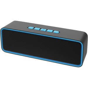 Haut-Parleur Bluetooth, Enceinte Bluetooth 5.0 Portable avec Son st&eacute;r&eacute;o Hi-FI 3D Mode FM pour Les Voyages, Les f&ecirc;tes, l'ext&eacute;rieur et l'int&eacute;rieur, Les Cadeaux de No&euml;l pour Papa, Maman - Bleu - Neuf