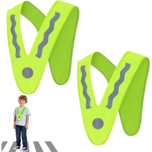 Acdsgd-2 Pi&egrave;ces Gilet Reflechissant En V Enfant,Respirant,Gilets De S&eacute;curit&eacute; R&eacute;fl&eacute;chissants Pour Enfants,Gilet De S&eacute;curit&eacute; En Forme De V,Pour Enfants,Course &Agrave; Pied,V&eacute;lo La Circulation Routi&egrave;re - Neuf