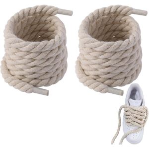 Ytseazn-1 Paire De Lacets Épais-Lacets Épais-Lacets Épais-Corde En Coton Pour Air Force 1-Rond 8 Mm(160cm)-Chaussures De Course,Lacets Pour Air Force 1,Beige,Nicht Haben - Neuf