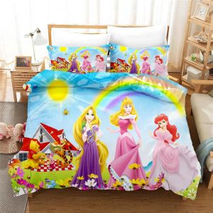 Parure De Lit Pour Enfant Ariel, Blanche-Neige Et Princesse, Housse De Couette Pour Lit Double, Jolie Housse De Couette Imprimee De Dessins Animes. - Neuf