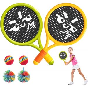 Raquette De Tennis Pour Enfants,Raquette Badminton Enfant Balles Et Raquettes De Plage Plastique Jeu De Raquette Légères Pour Débutant Jouet Raquette Tennis Pour Enfants Intérieur Extérieur - Neuf