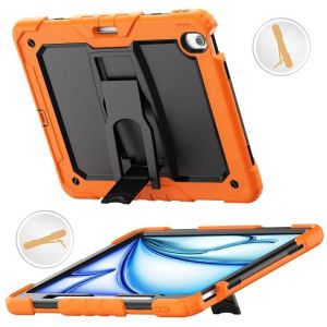 Coque en Silicone Hydric pour iPad Air 13 (2024/2025) avec Bandouli&egrave;re et Support - Orange - Neuf