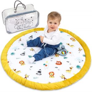Tapis D'eveil Chambre Bebe - Matelas De Sol Enfant Pour Eveil Jeux Au De Parc Tapis En Coton Et Epais Pour Bébé Et Enfants 100 Cm Certificat Oeko-Tex Safari - Neuf