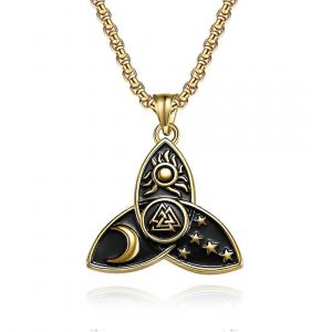 Collier En Acier Titane Avec Pendentif N?ud Celtique Nordique Pour Homme, Motif N?ud Triangulaire Dor&eacute;, Cha&icirc;ne En Acier Inoxydable De 60 Cm - Neuf