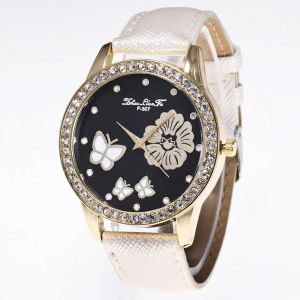 Zhoulianfa Hommes Femmes Incrustation Strass Cristal Pu Montre Couple Montre-Bracelet (Blanc) - Neuf
