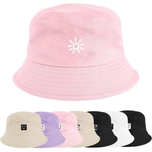 Chapeaux De Seau Visage Souriant Femme Homme,Bob En Coton De Soleil Anti-Uv Chapeau De Pêcheur Pliable Été Unisexe Bucket Hat 56-58cm.[Z1463] - Neuf