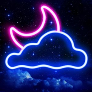 Lampe Led Néon Nuage Et Lune, Décoration Murale, Alimentée Par Usb, Pour Chambre D'enfant (20 Cm X 27 Cm) - Neuf