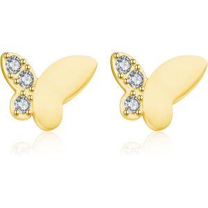 Kal-Boucles D'oreilles Femme Argent Sterling 925, Boucles D'oreilles Petites Hypoallergéniques Avec Zirconium Cubique, Bijoux Cadeaux Pour Femmes Filles Boucles D'oreilles Papillon En Argent/Or/Or Ro - Neuf