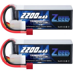 4s Lipo Batterie 2200mah 14,8v 50c 4s Batterie Rc Avec Connecteur T Pour Fpv Racing Drones Vélo De Route Quadcopters Avion Hélicoptère Rc Bateau Rc Voiture (2 Paquets) - Neuf