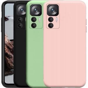 Pack 3 Coques Silicone Tpu Mate Pour Xiaomi 12t (6,67"") - Protection Caméra 360°, Intérieur Microfibre, Noir/Vert/Rose, Compatible Charge Sans Fil - Neuf