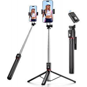 LORANKA-Trepied Smartphone et Perche &agrave; Selfie, 170cm Tr&eacute;pied T&eacute;l&eacute;phone Portable avec T&eacute;l&eacute;commande sans Fil, Compatible avec iPhone et Android - Neuf