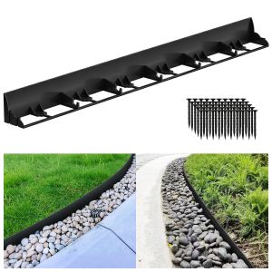Bordure De Pelouse En Plastique Bordure De Jardin D&eacute;corative De Jardin 24m Avec 100 Piquets D'ancrage Noir - Neuf