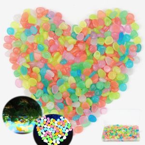 Mevronisshop-400 Pi&egrave;ces Cailloux Lumineux, Galets Brillants Aquarium Lumineux Color&eacute;, Brillant Obscurit&eacute; Pierres Pour Jardin Ext&eacute;rieur Aquarium Passerelles Piscine Chemi (Color&eacute;) - Neuf