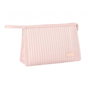 Sac à cosmétiques Candy Color Grande Capacité PU Cuir Portable Voyage Sac De Maquillage avec Poche En Filet Rose - Neuf